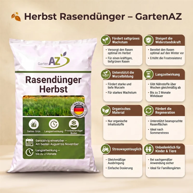 5 kg GartenAZ Organischer Herbstrasendünger mit Langzeitwirkung