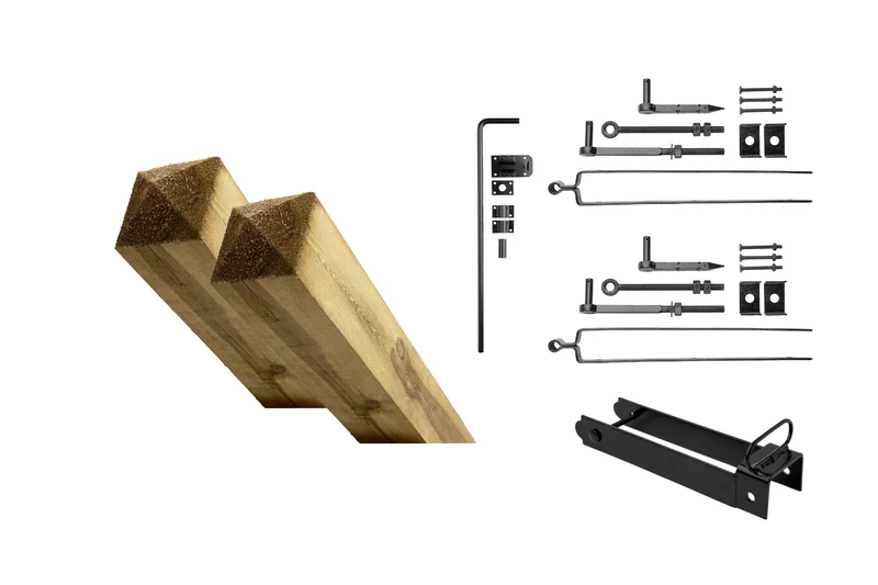 Vorteilsset mit Torpfosten aus Kiefernholz sowie Beschlägen und Verschlüssen