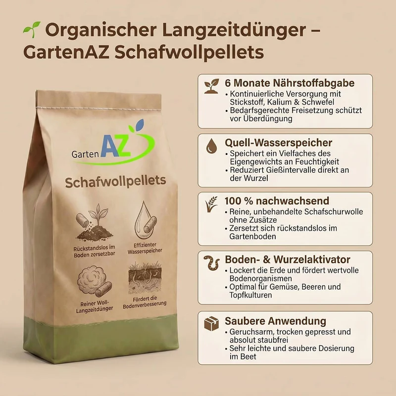 Schafwollpellets – 4kg– Natürlicher Langzeitdünger Bodenaktivator