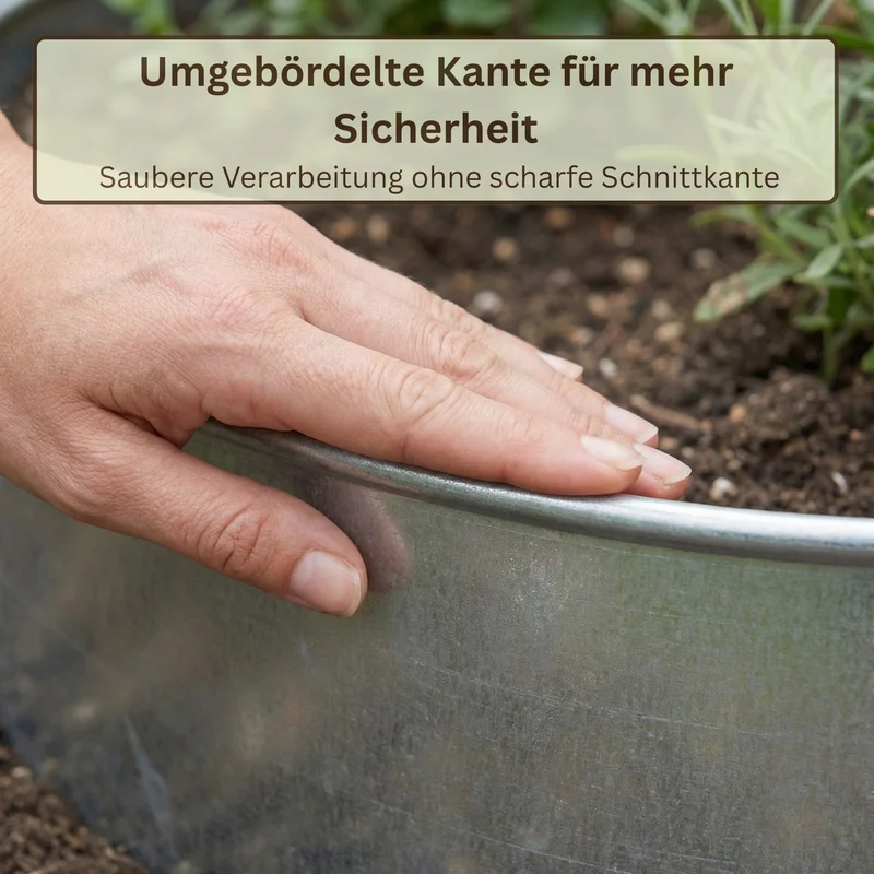 Rasenkantenband aus verzinktem Stahl – 15 cm hoch, Länge 10 m, 0,5 mm stark – GartenAZ Beetumrandung mit Umbördelung