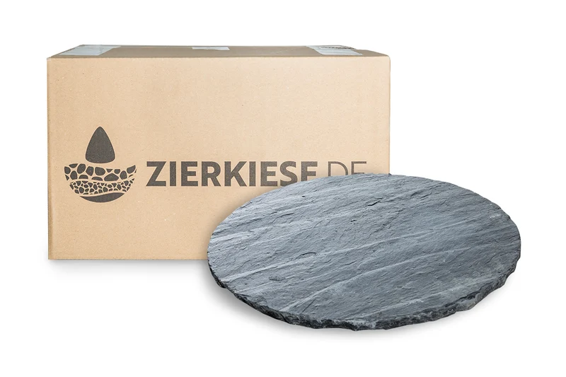 Trittstein Schiefer Rund Japanplatte anthrazit 40 cm Step Stone schwarz