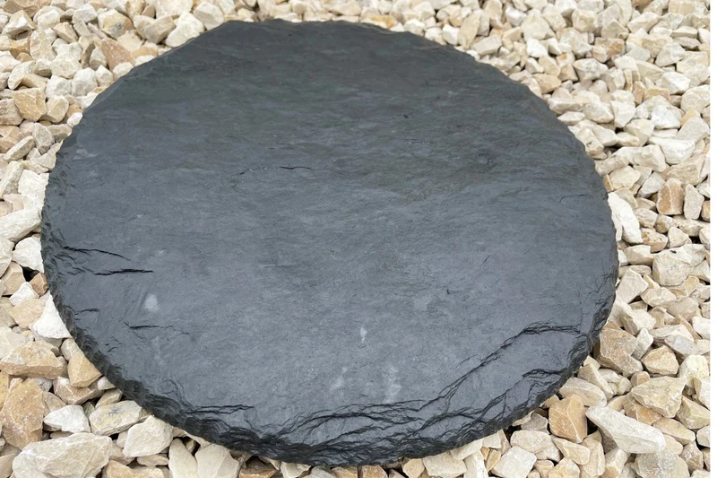 Trittstein Schiefer Rund Japanplatte anthrazit 30 cm Step Stone schwarz