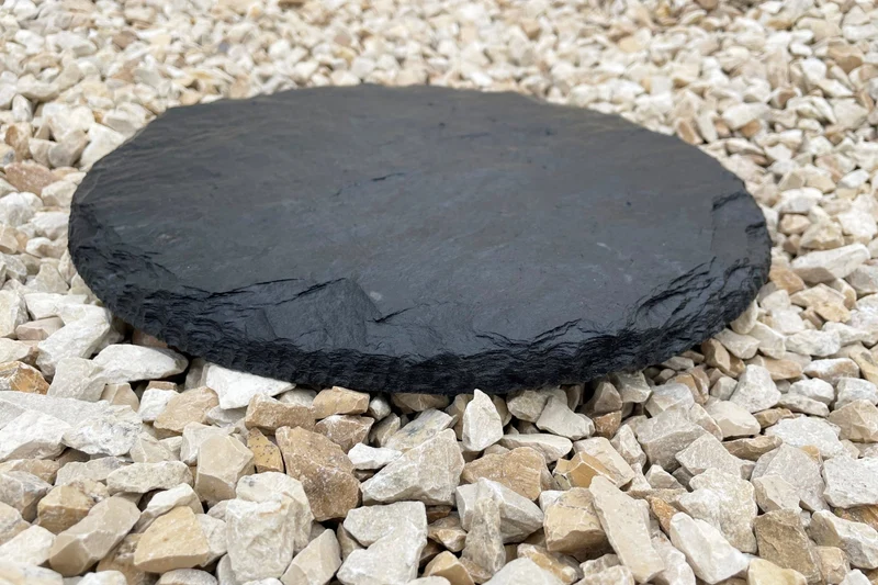 Trittstein Schiefer Rund Japanplatte anthrazit 30 cm Step Stone schwarz