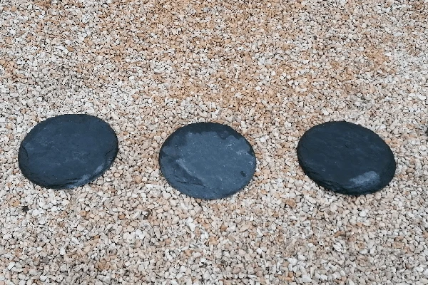 Trittstein Schiefer Rund Japanplatte anthrazit 30 cm Step Stone schwarz