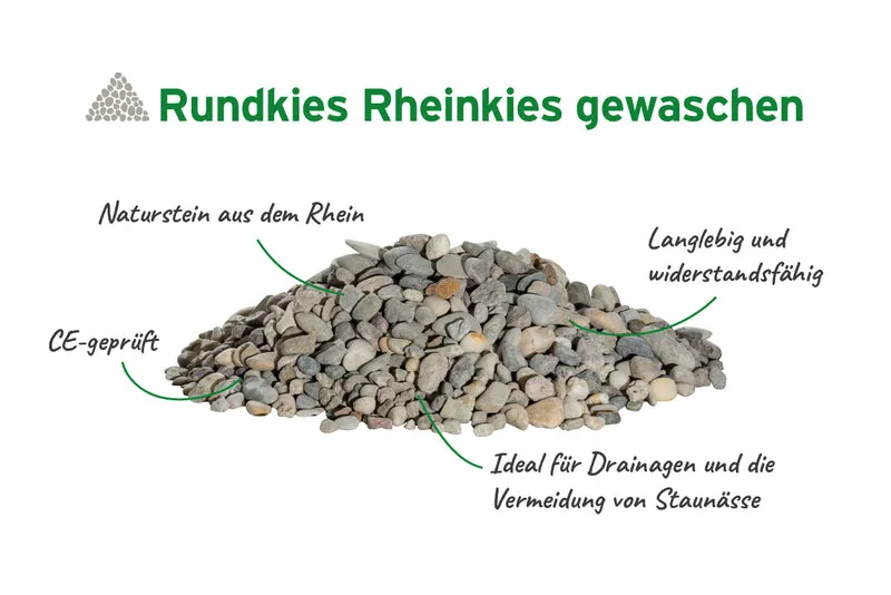 Rundkies Rheinkies gewaschen CE-geprüft Dachbegrünung