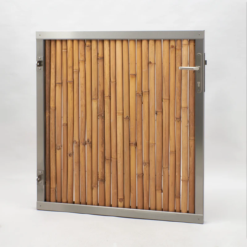 Modul5 - Edelstahl Tor / Tür - Pfosten 80 x 80 mm - heller Bambus
