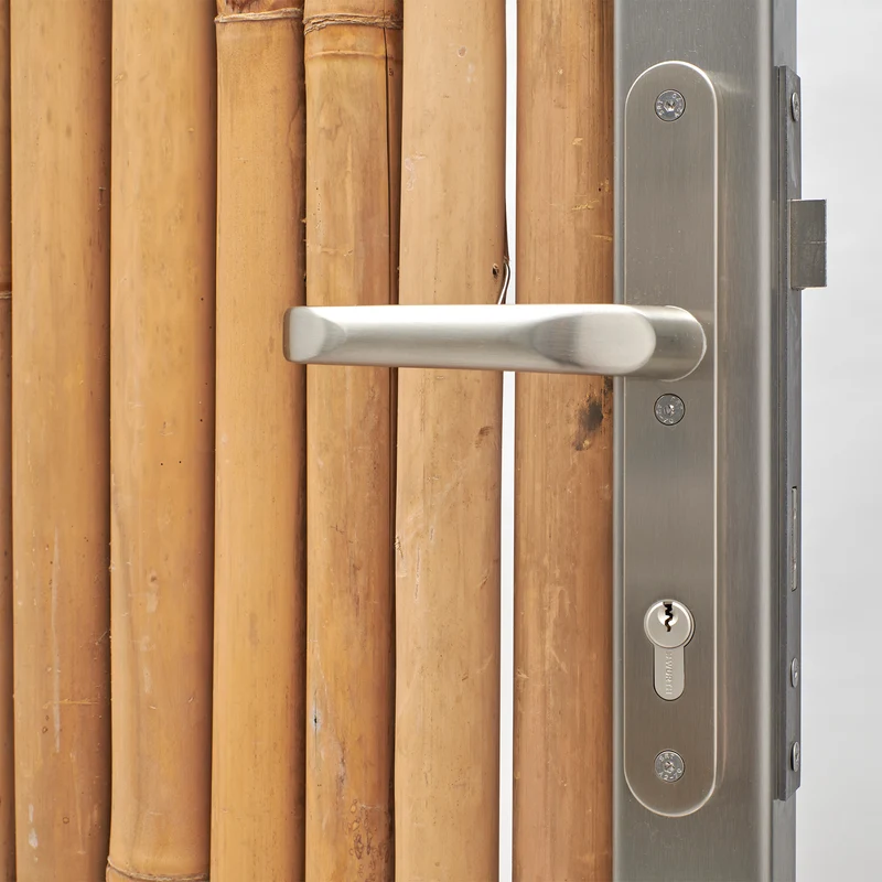 Modul5 - Edelstahl Tor / Tür - Pfosten 80 x 80 mm - heller Bambus