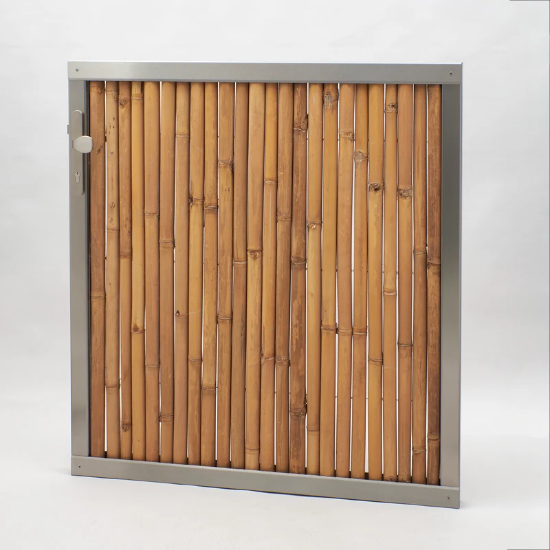Modul5 - Edelstahl Tor / Tür - Pfosten 80 x 80 mm - heller Bambus