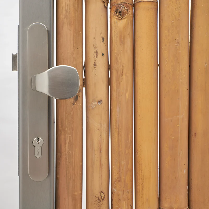 Modul5 - Edelstahl Tor / Tür - Pfosten 80 x 80 mm - heller Bambus