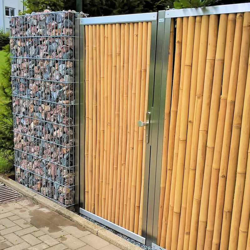 Modul5 - Edelstahl Tor / Tür - Pfosten 80 x 80 mm - heller Bambus
