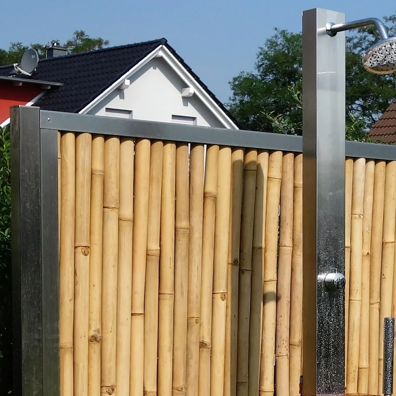 Modul5/classic - Edelstahl Anfangs- oder Endpfosten für Bambuszaunfeld