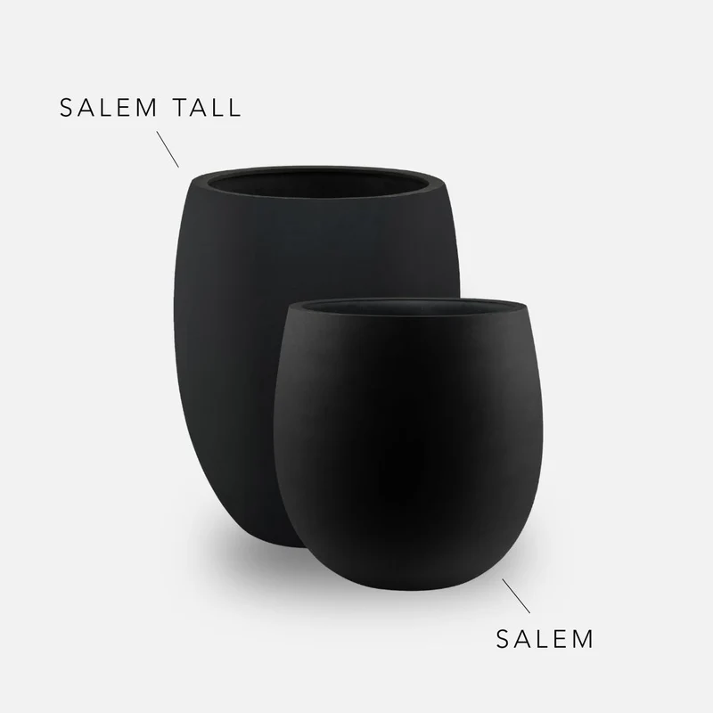 Bundle: Fiberglas matt Pflanzkübel "SALEM" Schwarz