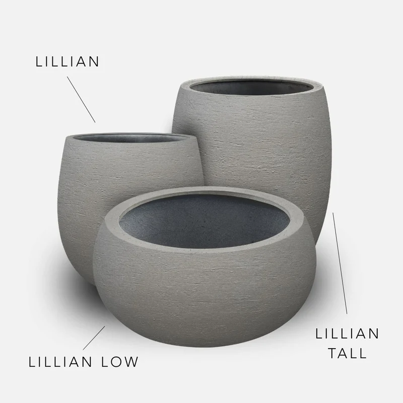Bundle: Lehmoptik Pflanzkübel "LILLIAN" Grau