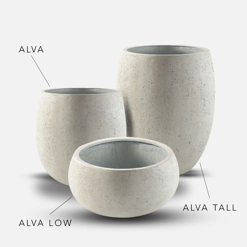 Bundle: Betonoptik Pflanzkübel "ALVA" Creme