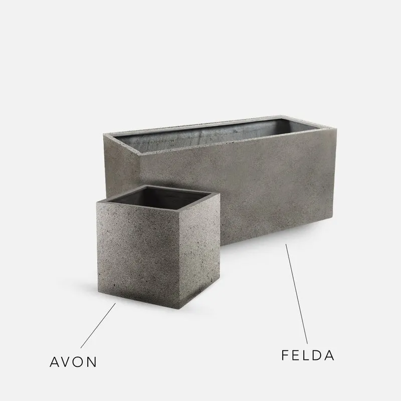 Bundle: Betonoptik Pflanzkübel "FELDA" & "AVON" Grau