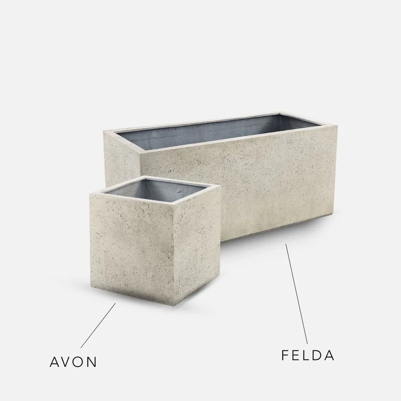 Bundle: Betonoptik Pflanzkübel "FELDA" & "AVON" Creme