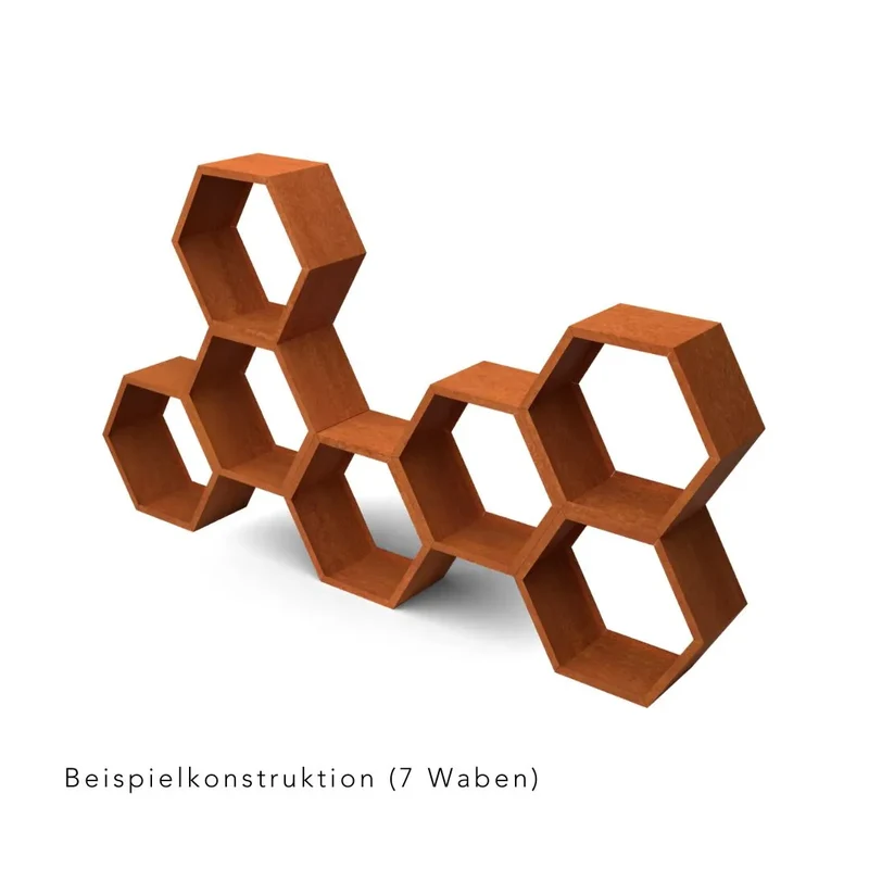 Holzlager Dayton in Wabenform Cortenstahl