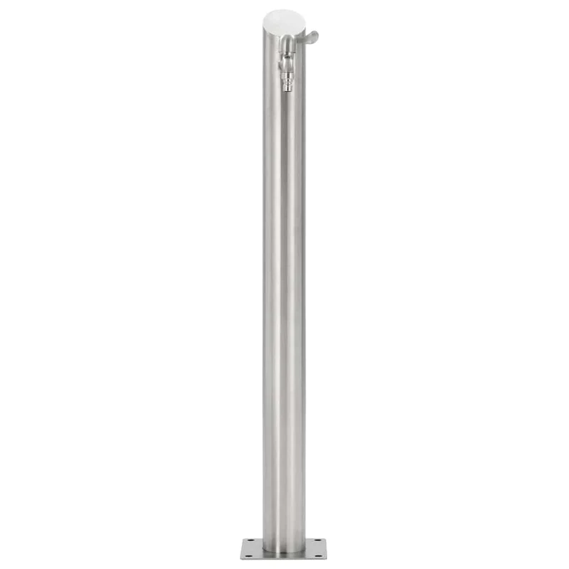 Wassersäule Edelstahl 7,6 x 95 cm Wasserhahn Garten Zapfsäule Silber