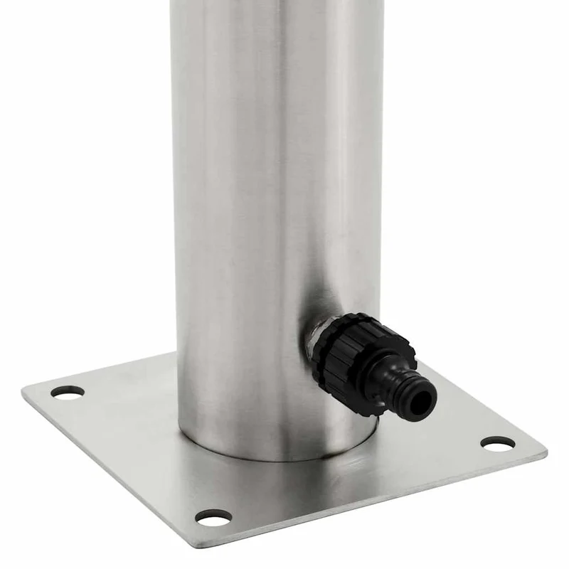 Wassersäule Edelstahl 7,6 x 95 cm Wasserhahn Garten Zapfsäule Silber