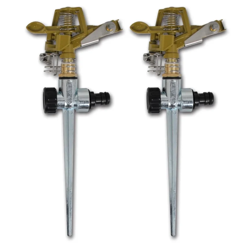 Impuls Sprinkler 2er Set Gartenbewässerung Zink Metallspitzen Rasensprenger
