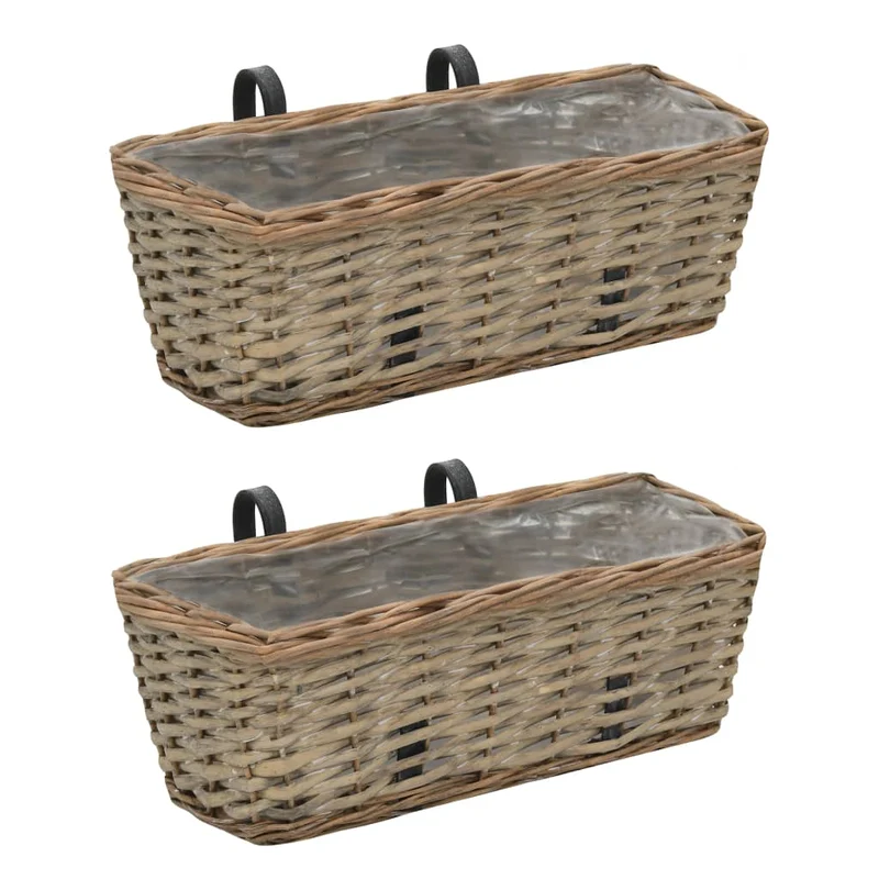 Balkon-Blumenkasten 2 Stk. Weide 40x16x13 cm Balkonkasten Braun
