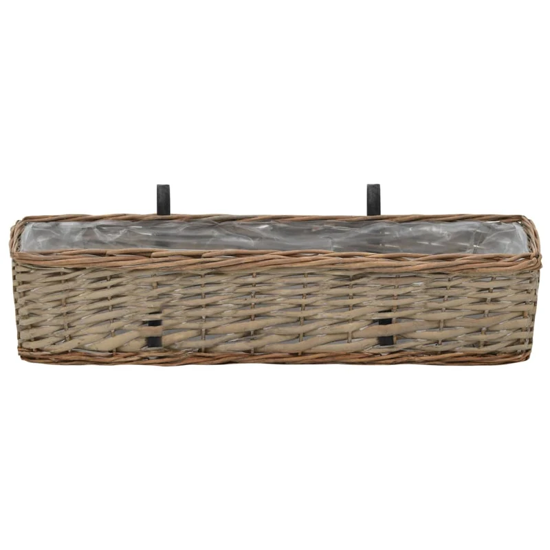 Balkon-Blumenkasten Pflanzkübel 2 Stk. Weide Handarbeit 60 cm braun hängend