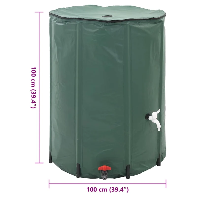 Wasserspeicher Regentonne faltbar Wassertank 750L 100 x 100 cm PVC grün