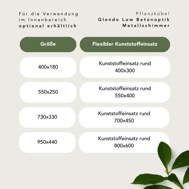 Pflanzkübel Glendo Low Betonoptik Metallschimmer
