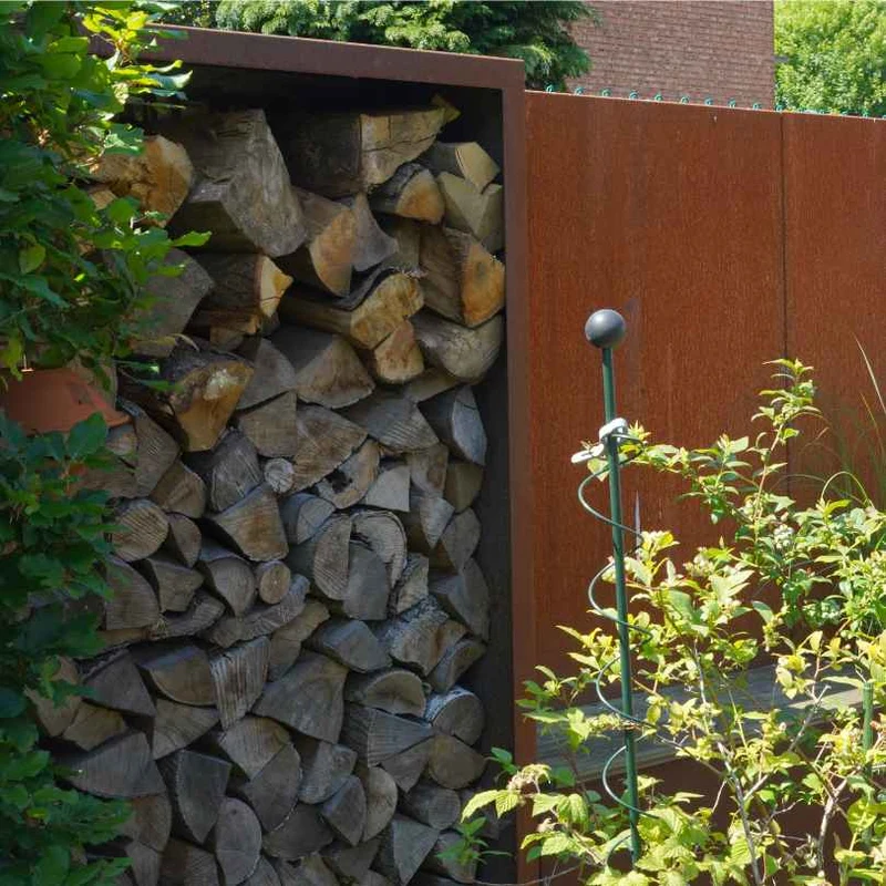 Holzlager Faria Cortenstahl