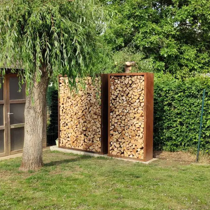 Holzlager Faria Cortenstahl