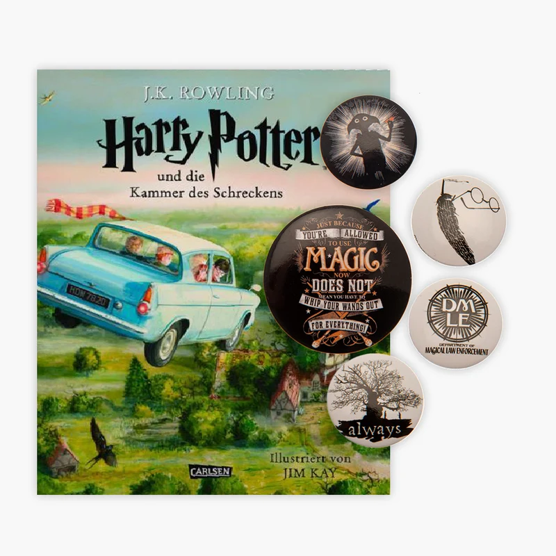Carlsen Verlag SCHMUCKAUSGABE: Harry Potter und die Kammer des Schreckens + 1. original Harry Potter Button