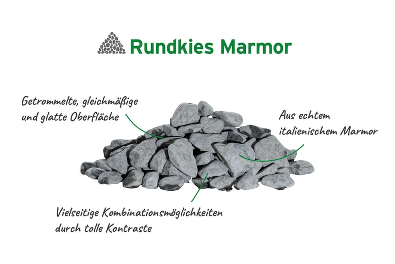 Rundkies Marmor schwarz anthrazit