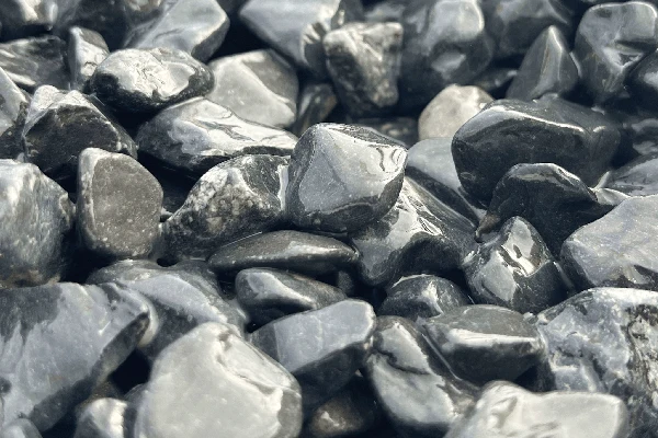 Rundkies Marmor schwarz anthrazit