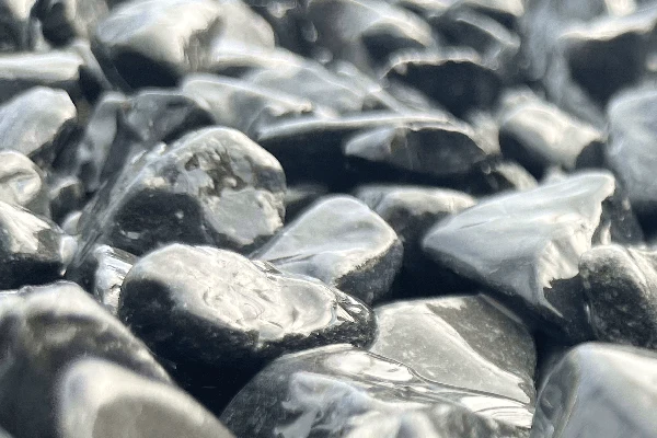 Rundkies Marmor schwarz anthrazit