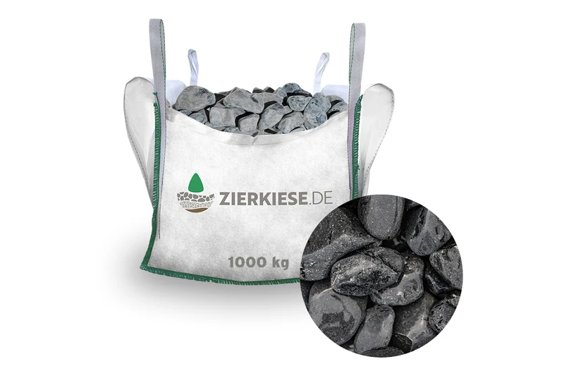 Rundkies Marmor schwarz anthrazit