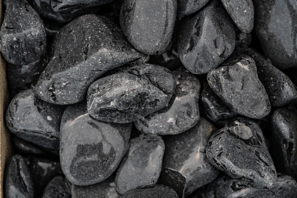 Rundkies Marmor schwarz anthrazit