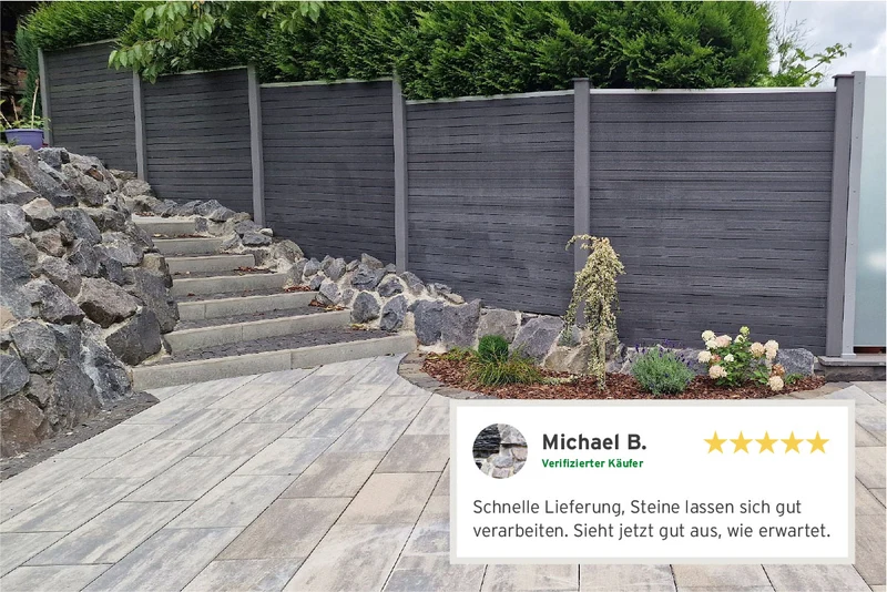 Mauersteine für Trockenmauer – Wasserbausteine Bruchsteine Basalt 10-40 cm