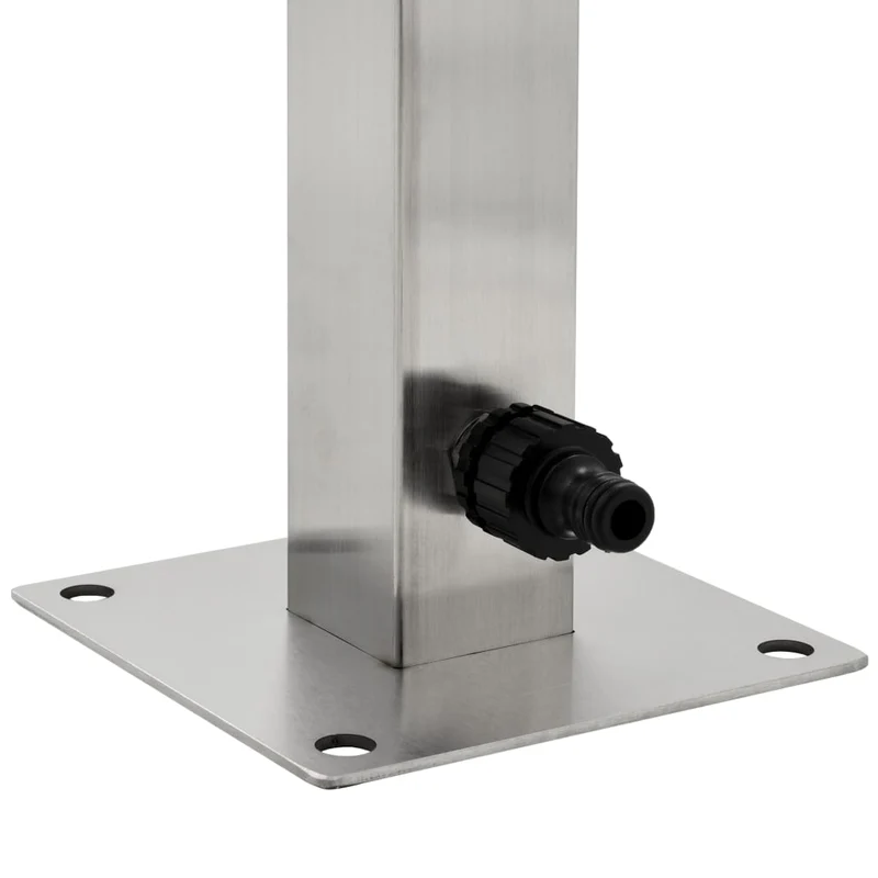 Wasserzapfsäule Edelstahl 5x5x65 cm Garten Wasserhahn Zapfstelle Silber