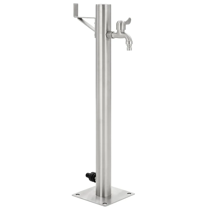 Wassersäule Edelstahl 5,1x65 cm Wasserhahn Garten Zapfsäule Silber