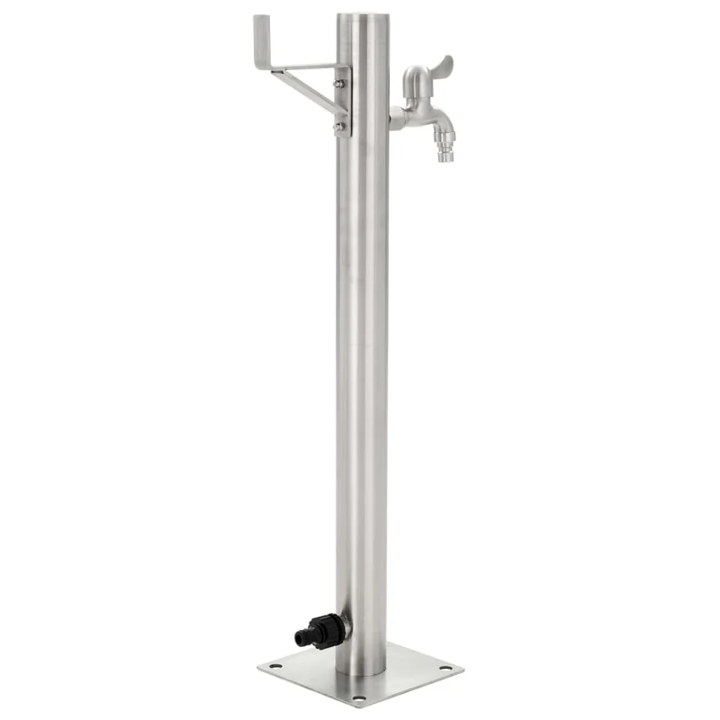 Wassersäule Edelstahl 5,1x65 cm Wasserhahn Garten Zapfsäule Silber