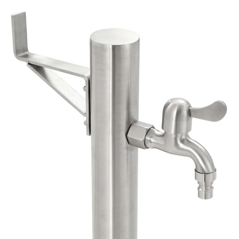 Wassersäule Edelstahl 5,1x65 cm Wasserhahn Garten Zapfsäule Silber
