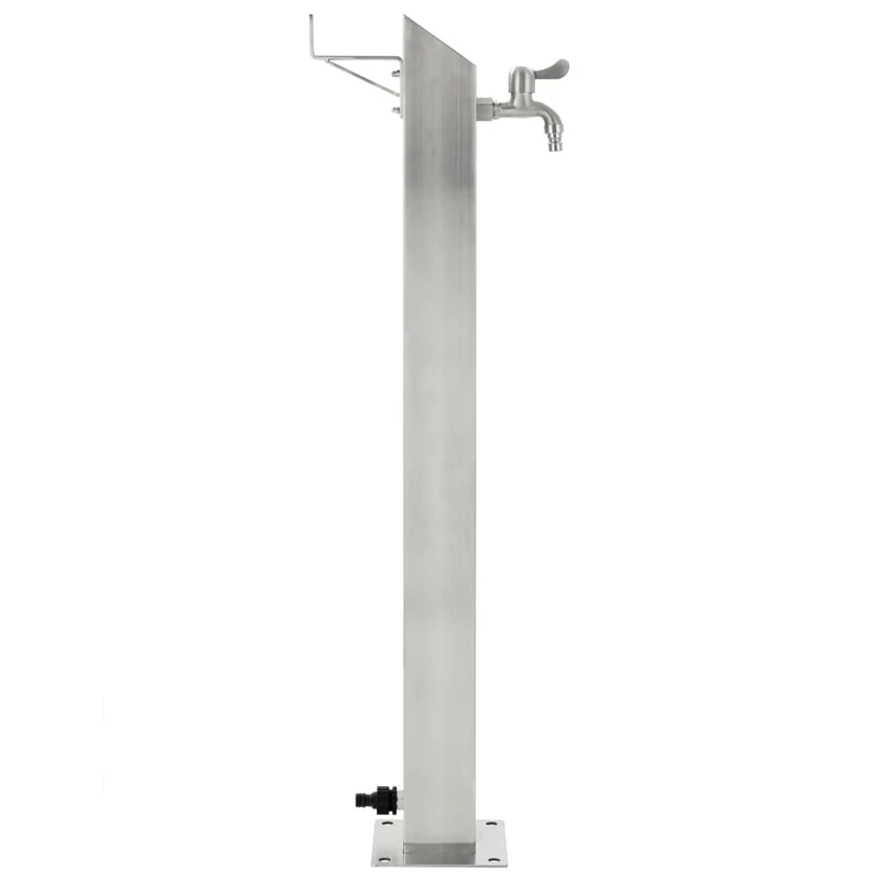 Wasserzapfsäule Edelstahl 8x8x95 cm Garten Wasserhahn Zapfsäule Silber