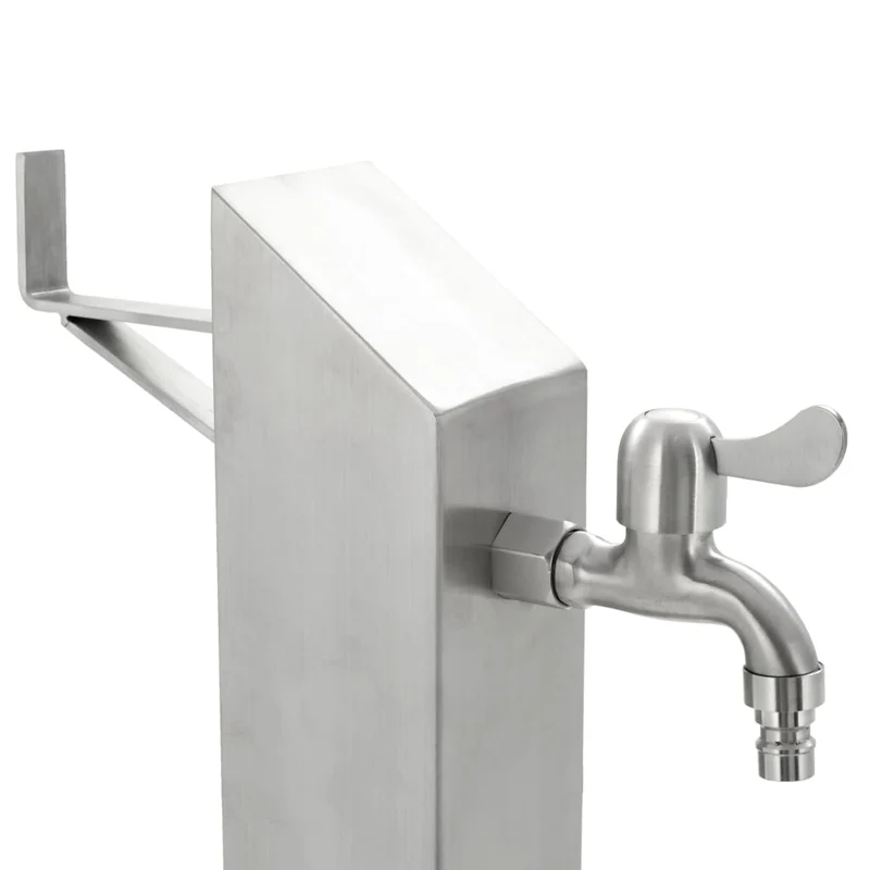 Wasserzapfsäule Edelstahl 8x8x95 cm Garten Wasserhahn Zapfsäule Silber