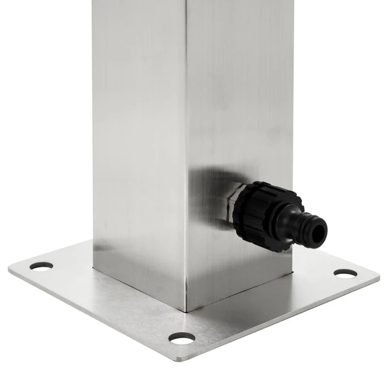 Wasserzapfsäule Edelstahl 8x8x95 cm Garten Wasserhahn Zapfsäule Silber