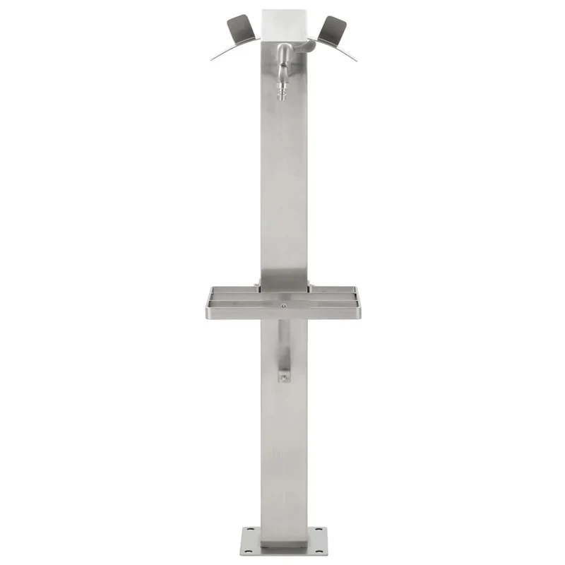 Wassersäule Edelstahl 8x8x95 cm Wasserhahn mit Ablage Garten Zapfsäule