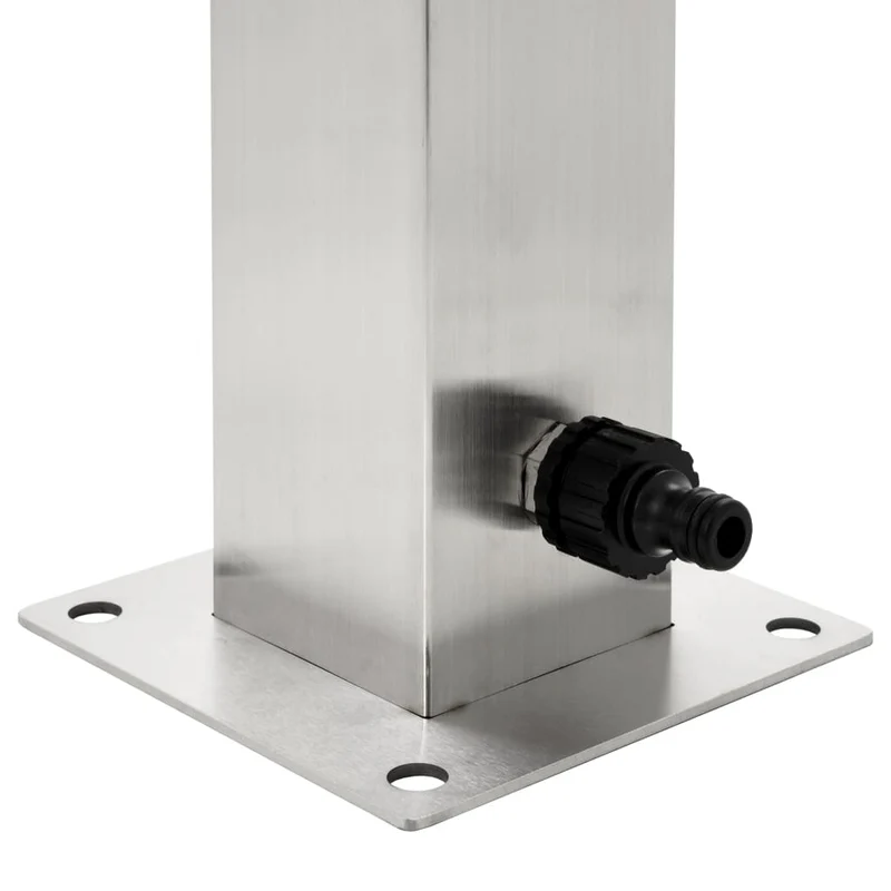Wassersäule Edelstahl 8x8x95 cm Wasserhahn mit Ablage Garten Zapfsäule
