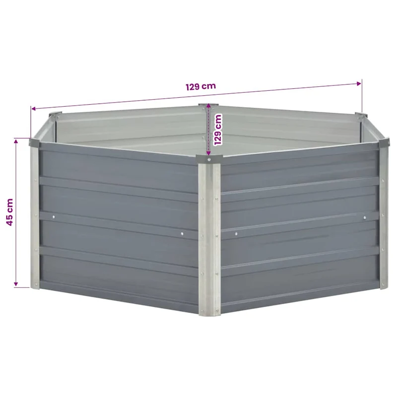 vidaXL Hochbeet 129 x 129 x 45 cm Verzinkter Stahl Grau