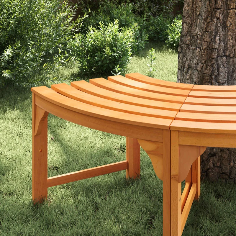 Halbrunde Baumbank Natur 160 x 80 x 45cm Massives Eukalyptus Holz