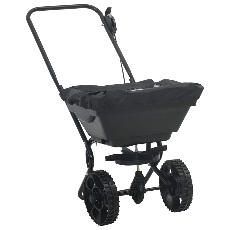 Handstreuwagen Streuer Schwarz 80 x 46 x 75 cm Düngewagen Salzsteuer