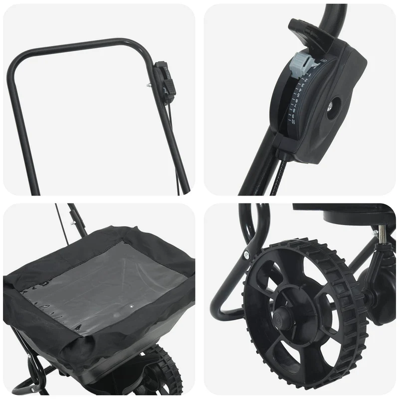 Handstreuwagen Streuer Schwarz 80 x 46 x 75 cm Düngewagen Salzsteuer